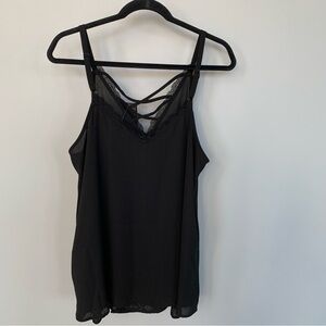 Torrid Black Sheer Strappy Tank Top Size 1X/14-16 NWT‎